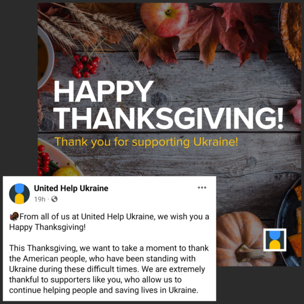 Happy Thanksgiving from United Help Ukraine